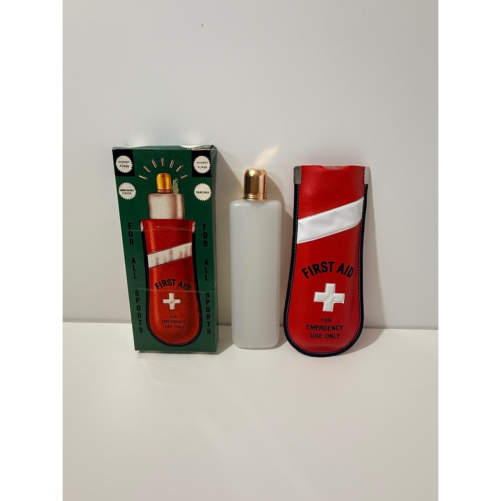 Vintage First Aid Emergency Novelty Whiskey Flask w/Belt Loop by & Box Gag Xmas - Picture 6 of 6